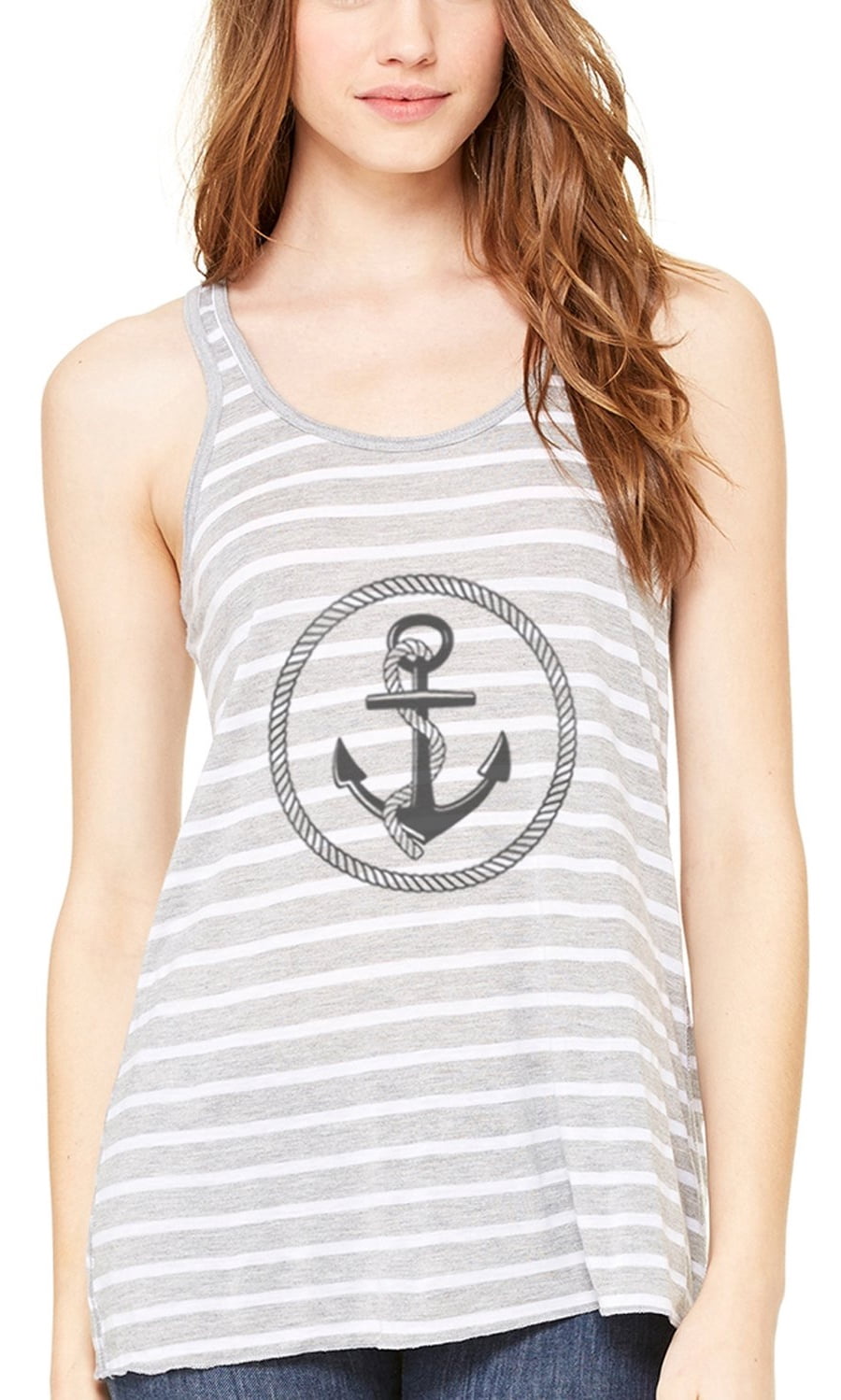 Women's Boat Anchor Printing Flowy Racerback Tank Top