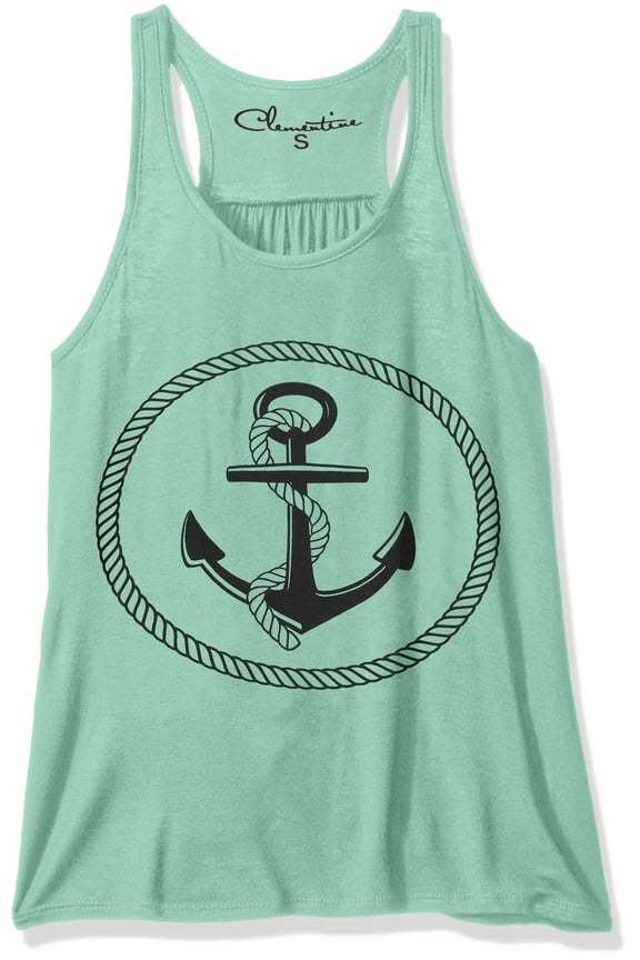 Women's Boat Anchor Printing Flowy Racerback Tank Top