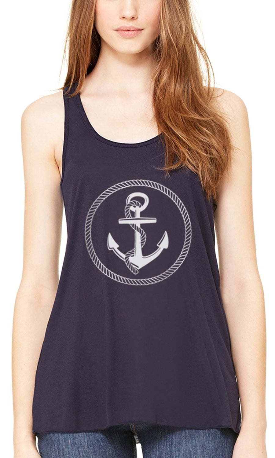 Women's Boat Anchor Printing Flowy Racerback Tank Top
