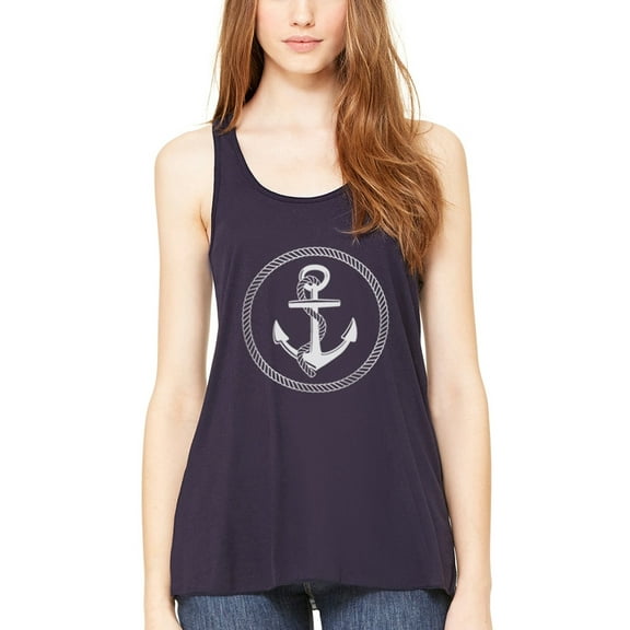 Women's Boat Anchor Printing Flowy Racerback Tank Top