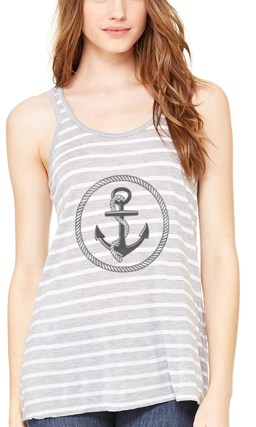 Women's Boat Anchor Printing Flowy Racerback Tank Top