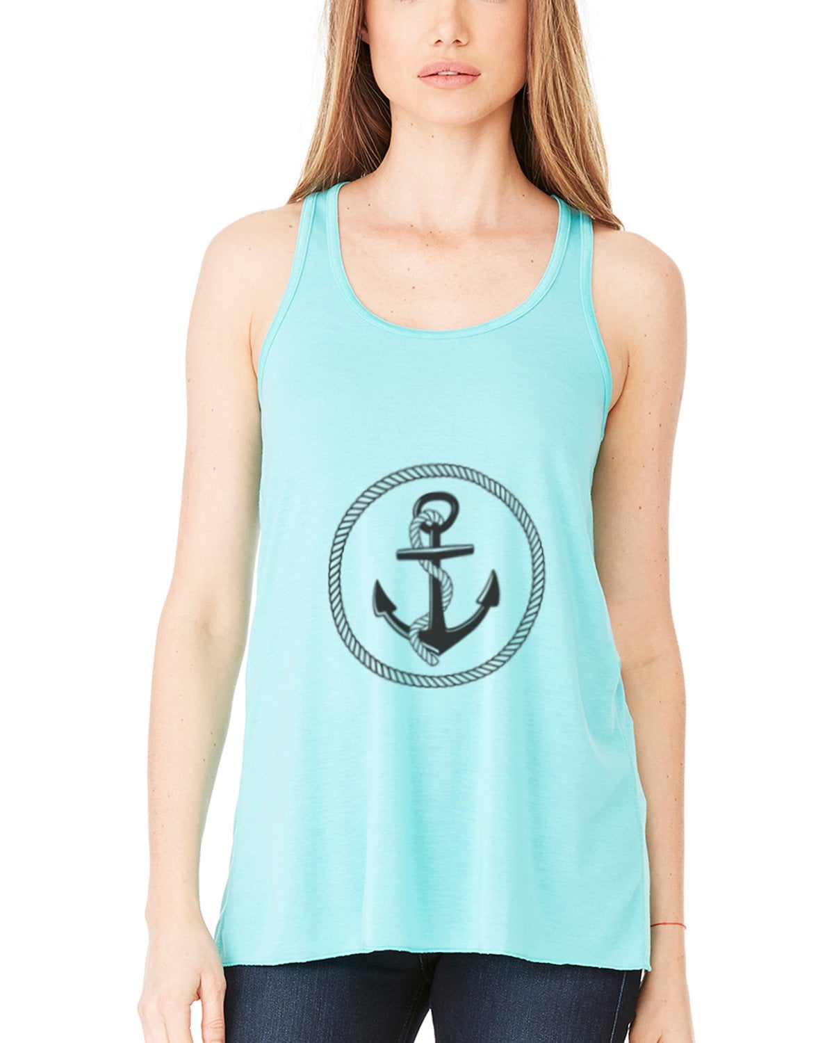 Women's Boat Anchor Printing Flowy Racerback Tank Top
