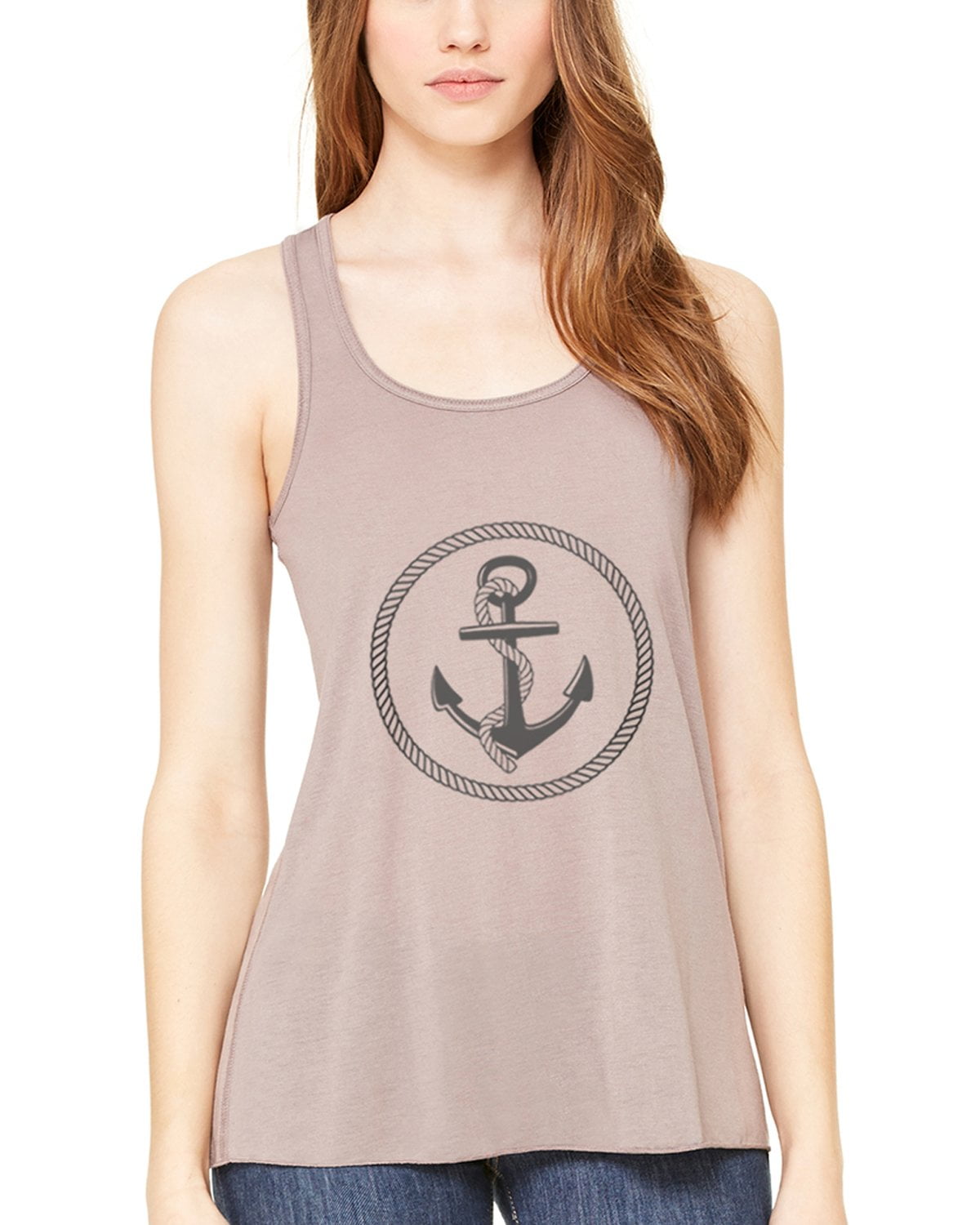 Women's Boat Anchor Printing Flowy Racerback Tank Top