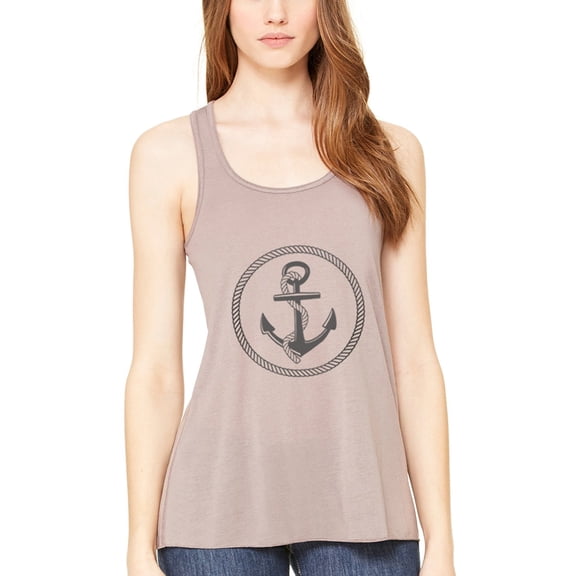 Women's Boat Anchor Printing Flowy Racerback Tank Top