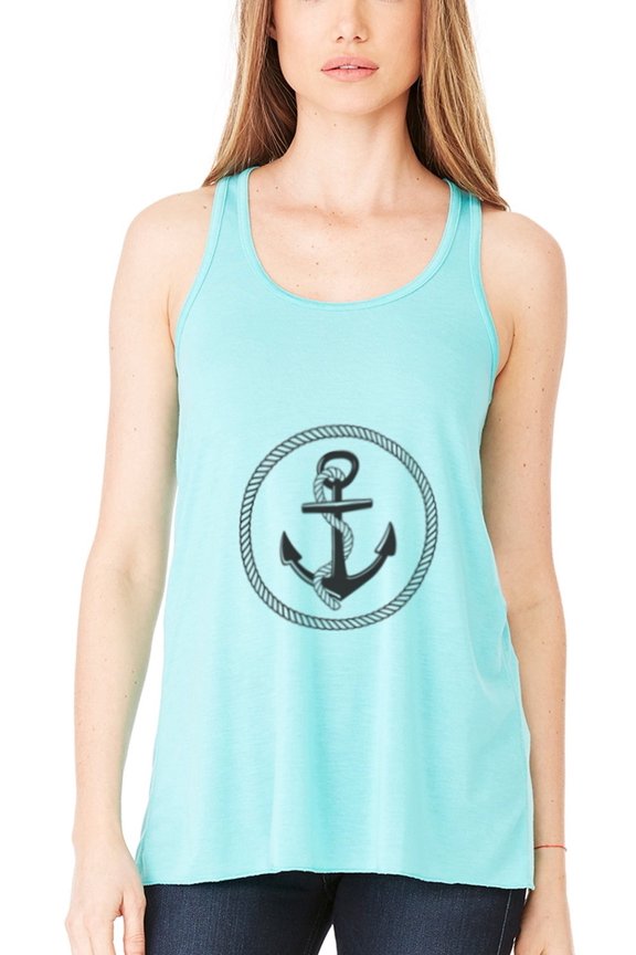Women's Boat Anchor Printing Flowy Racerback Tank Top