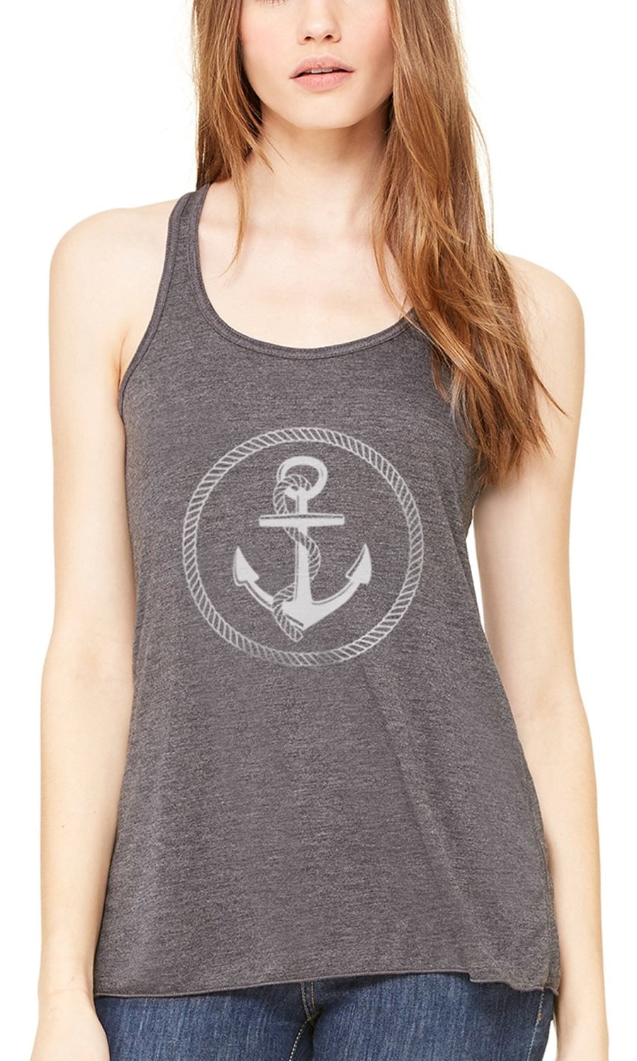 Women's Boat Anchor Printing Flowy Racerback Tank Top
