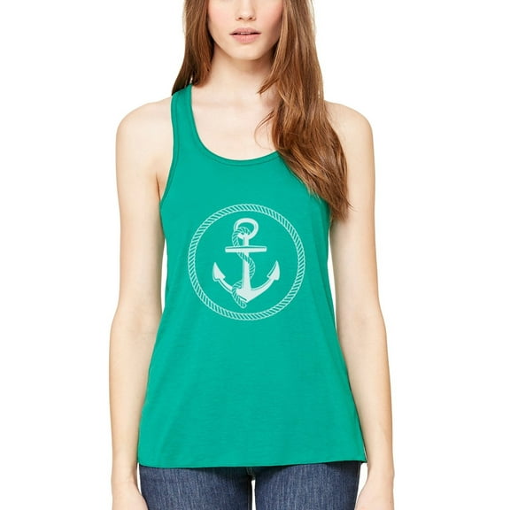 Women's Boat Anchor Printing Flowy Racerback Tank Top