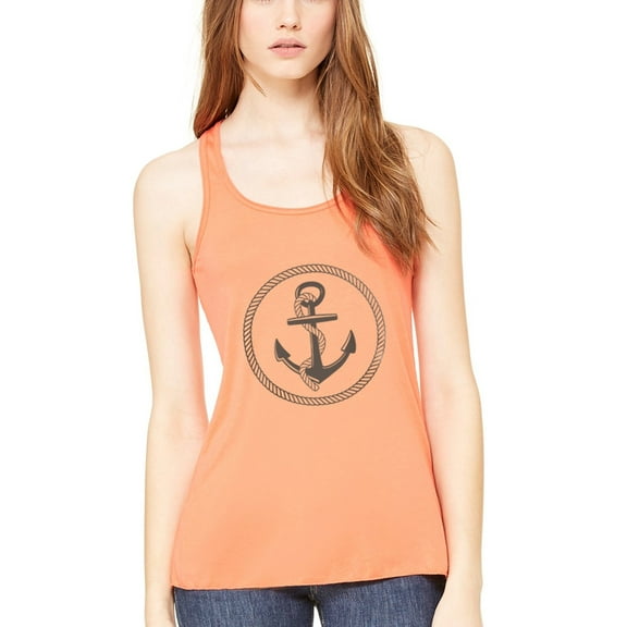Women's Boat Anchor Printing Flowy Racerback Tank Top