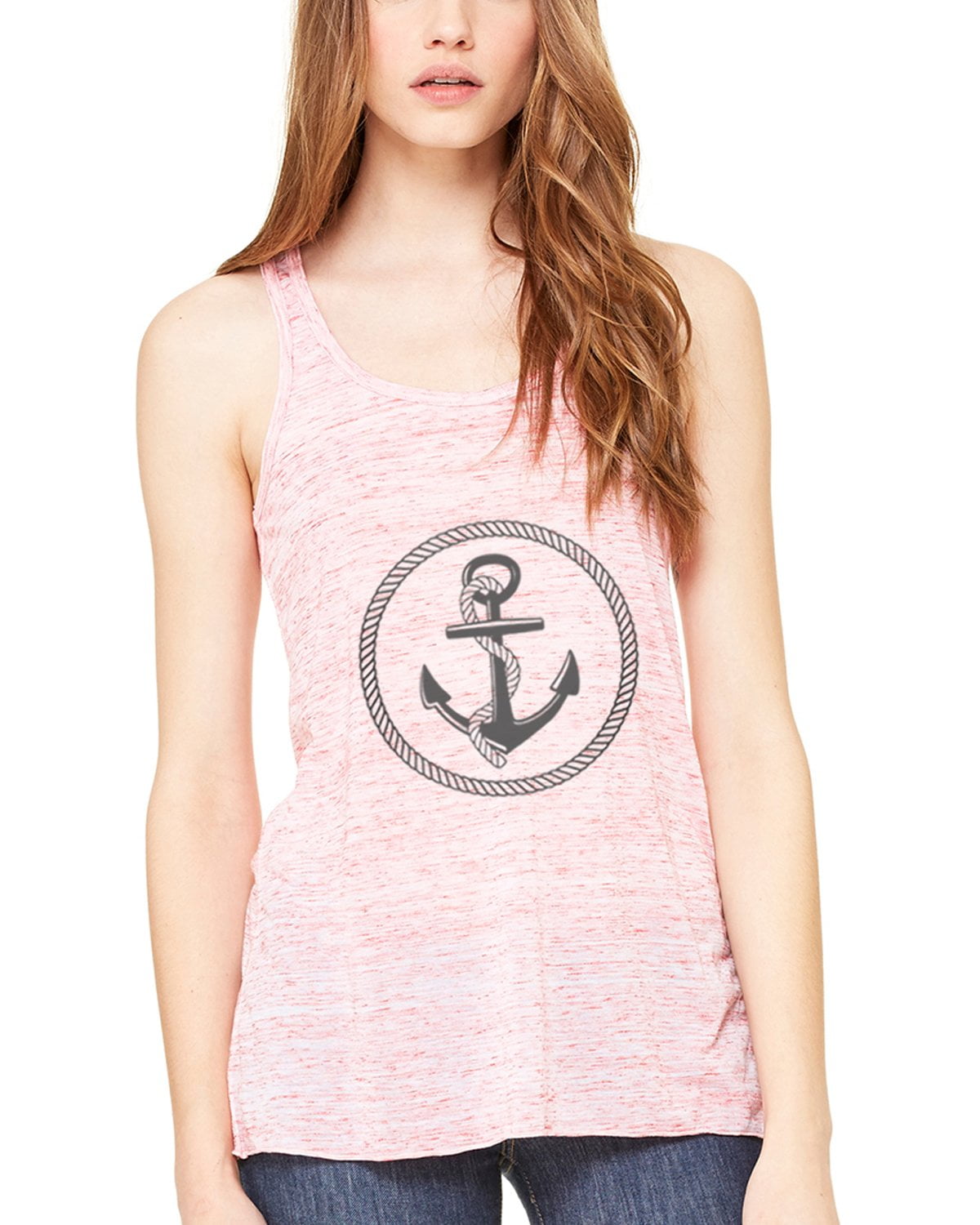 Women's Boat Anchor Printing Flowy Racerback Tank Top