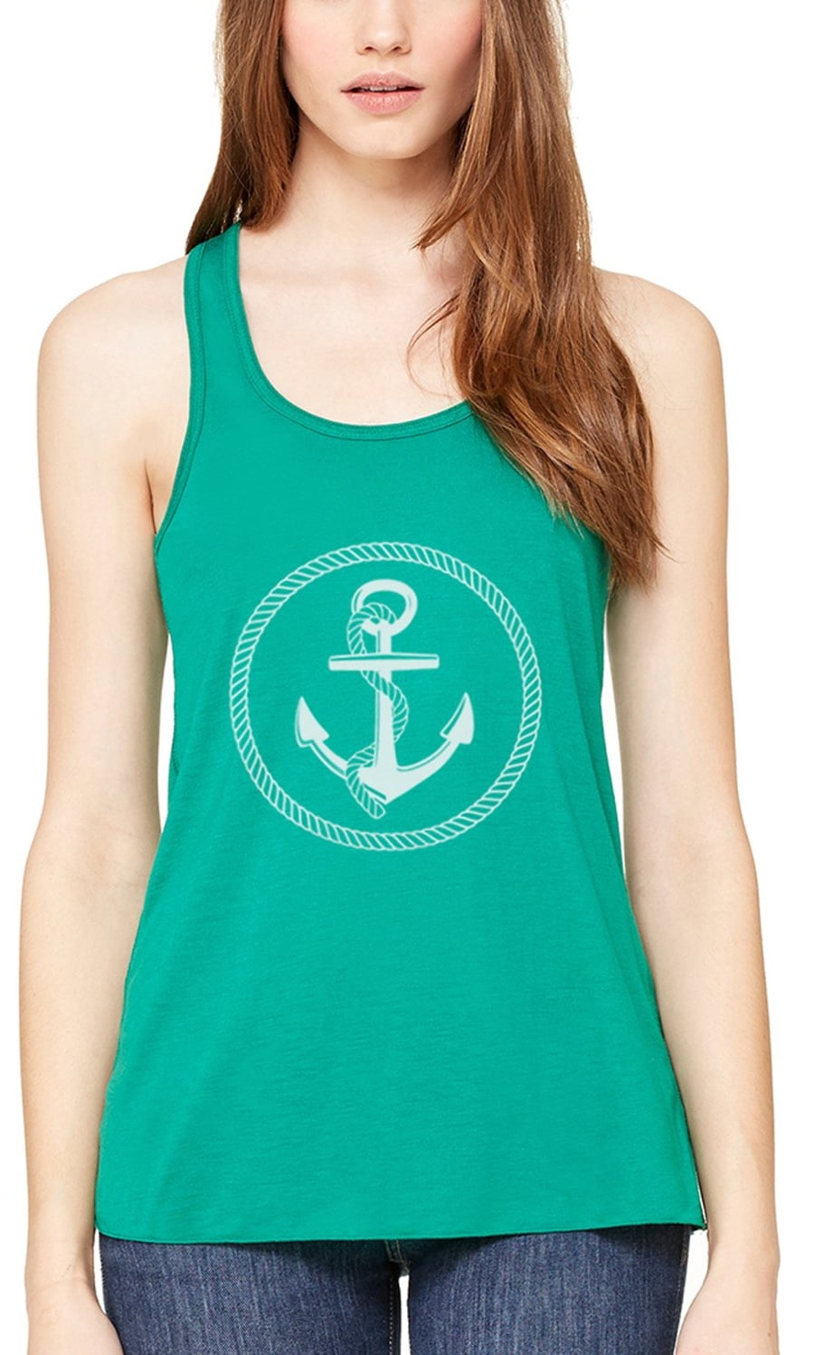 Women's Boat Anchor Printing Flowy Racerback Tank Top