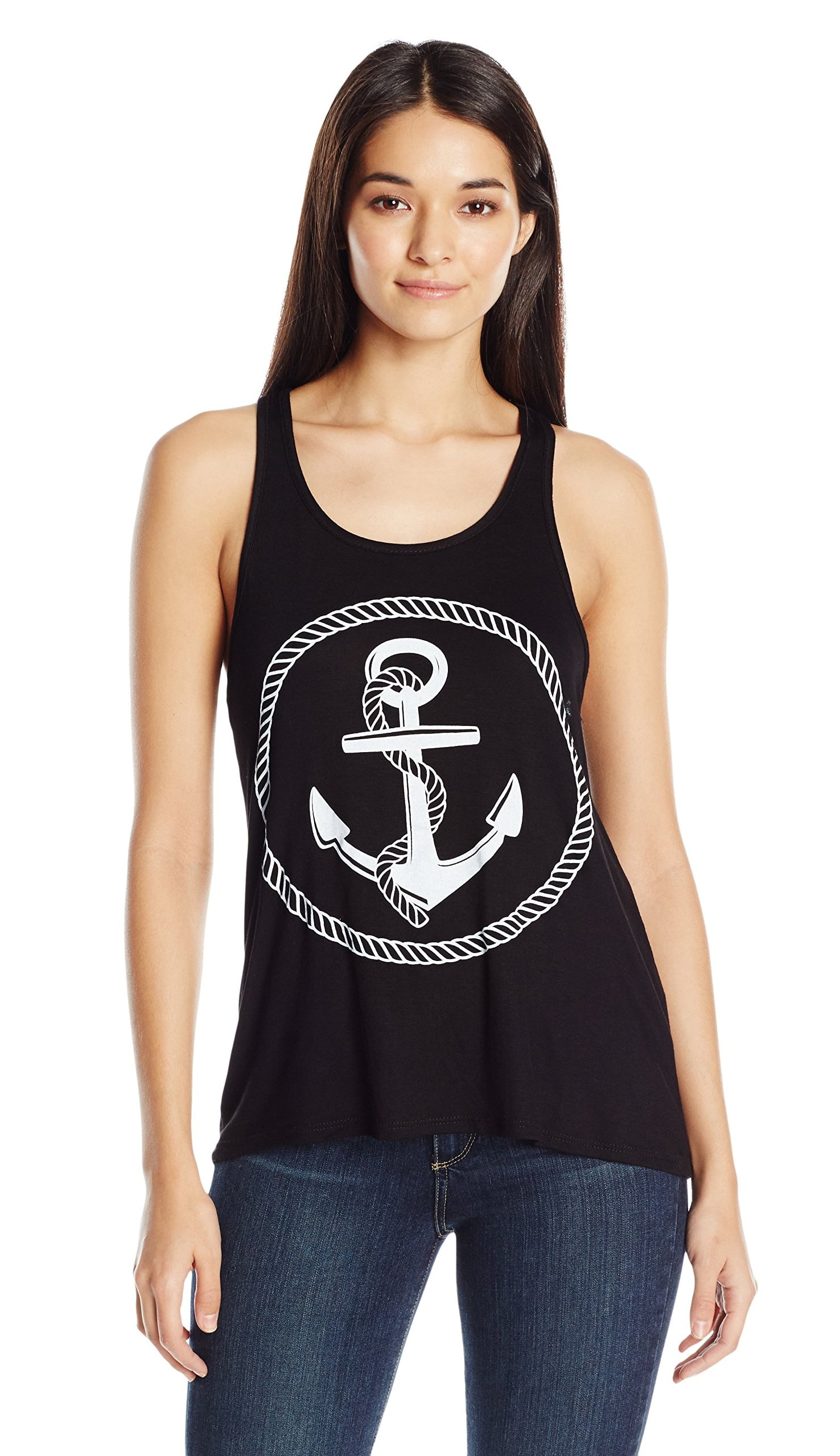 Women's Boat Anchor Printing Flowy Racerback Tank Top