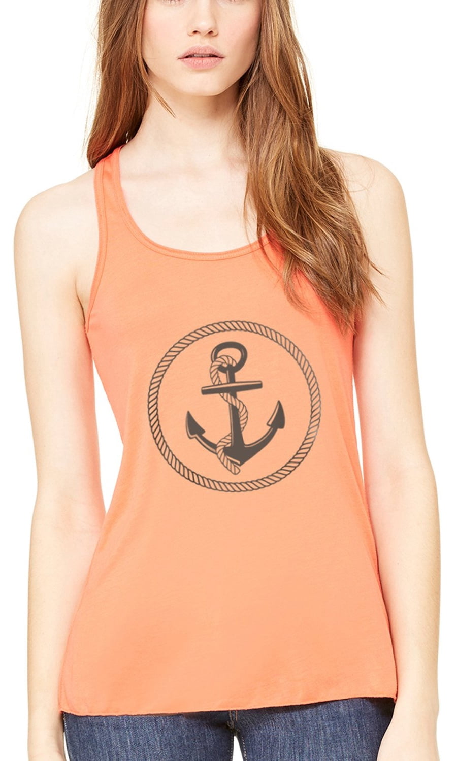 Women's Boat Anchor Printing Flowy Racerback Tank Top