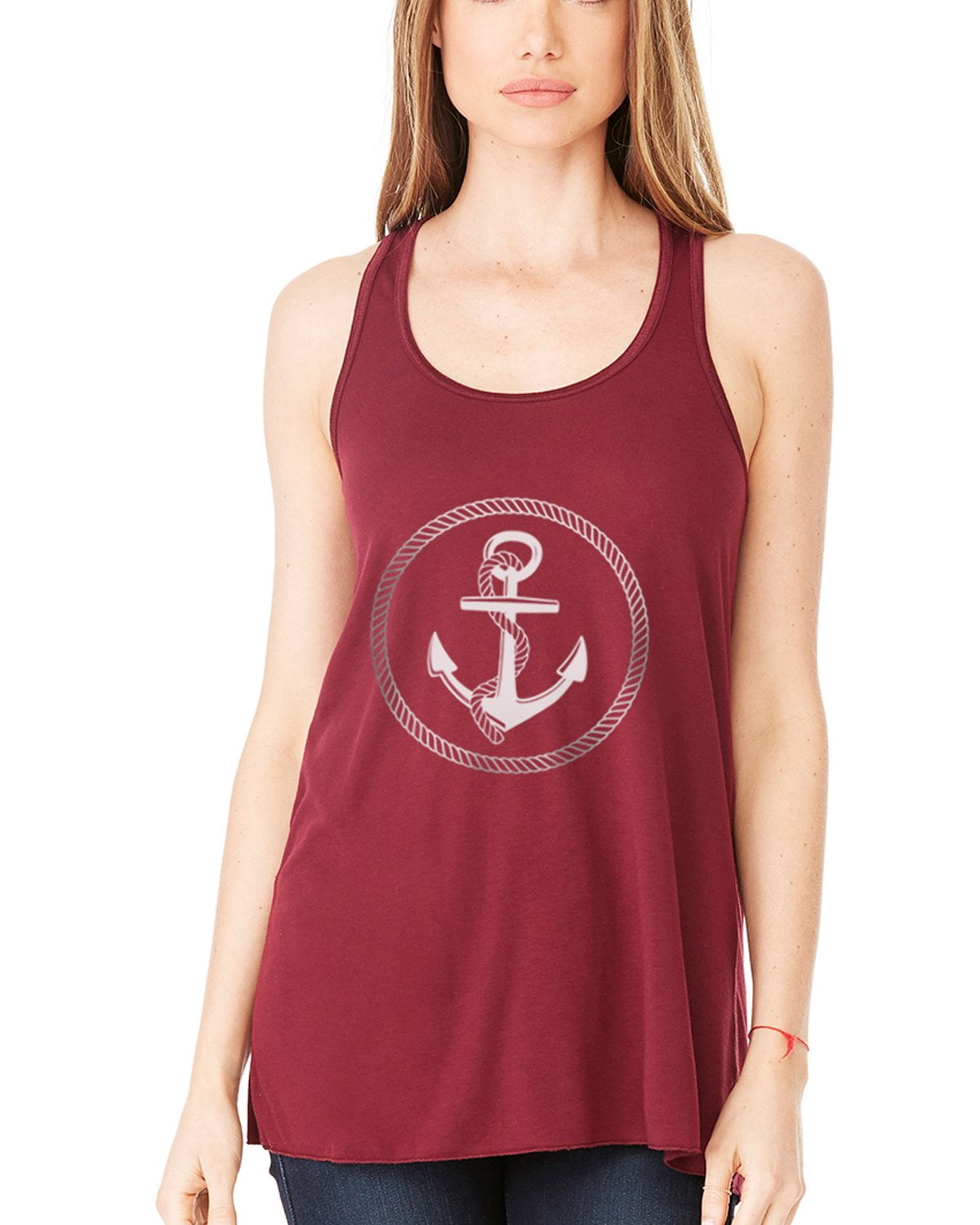 Women's Boat Anchor Printing Flowy Racerback Tank Top