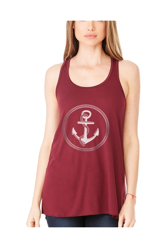 Women's Boat Anchor Printing Flowy Racerback Tank Top