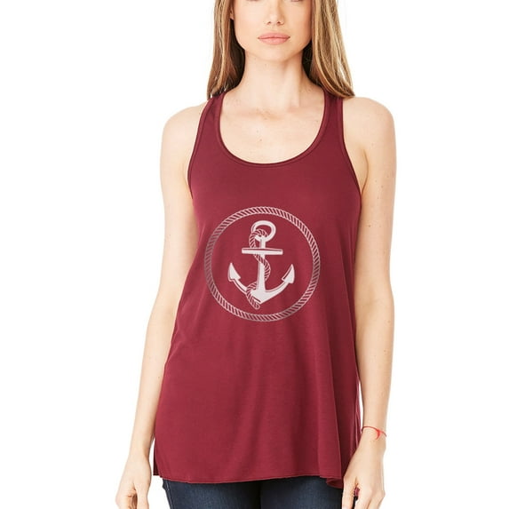 Women's Boat Anchor Printing Flowy Racerback Tank Top