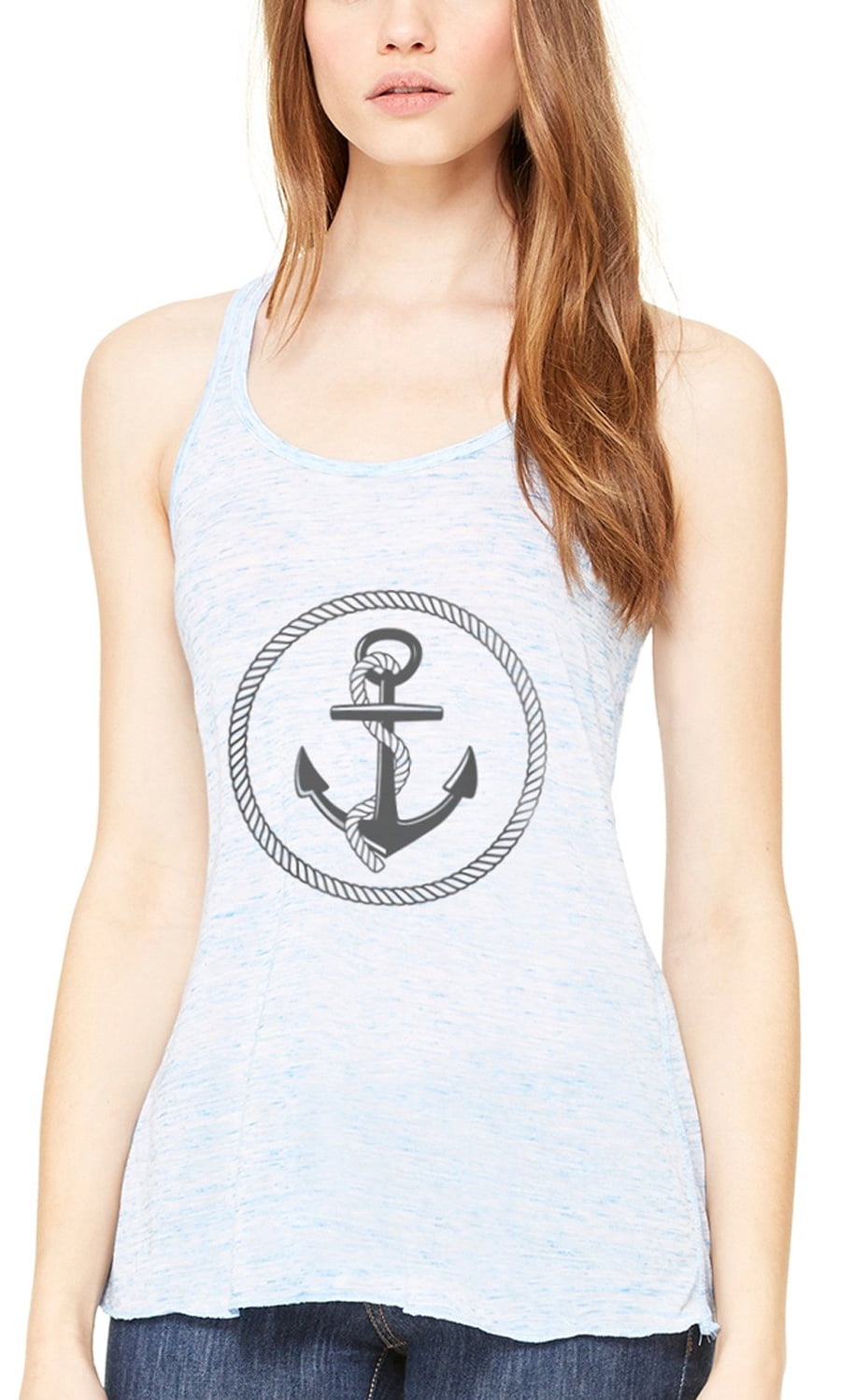 Women's Boat Anchor Printing Flowy Racerback Tank Top