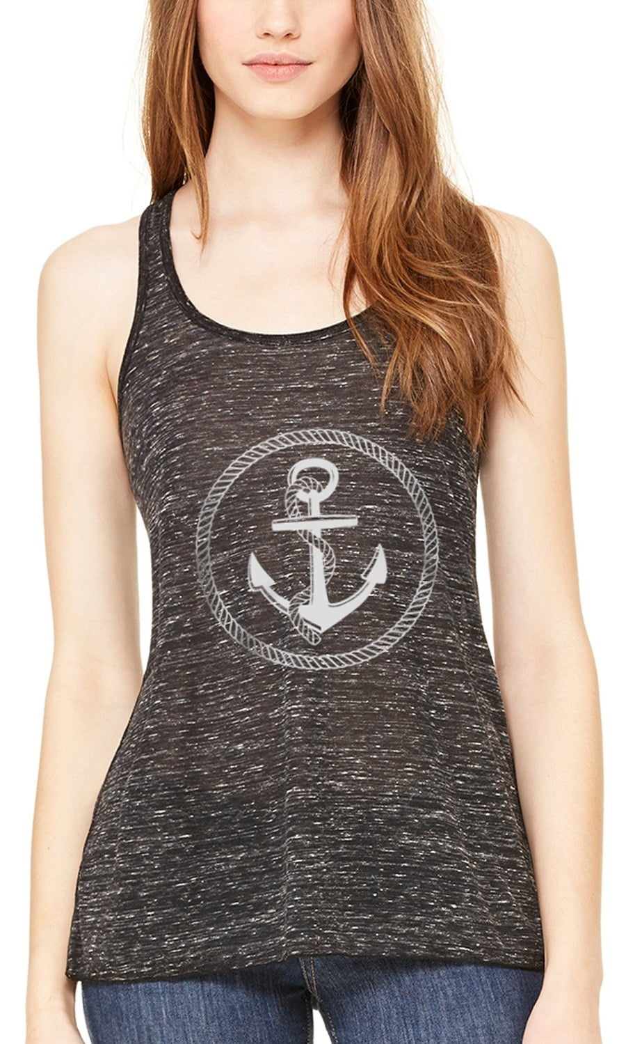 Women's Boat Anchor Printing Flowy Racerback Tank Top
