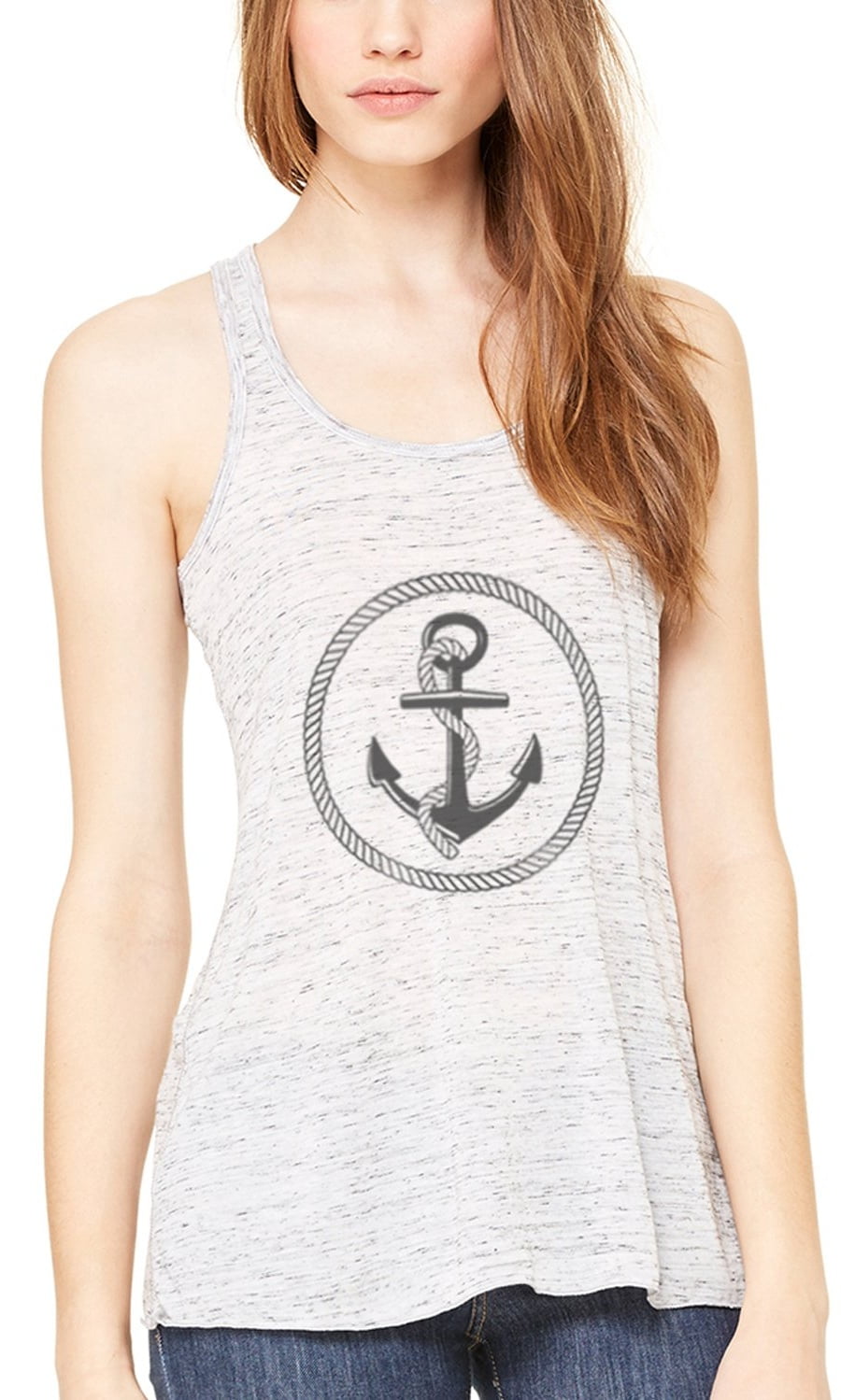 Women's Boat Anchor Printing Flowy Racerback Tank Top