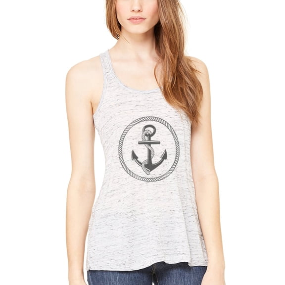 Women's Boat Anchor Printing Flowy Racerback Tank Top