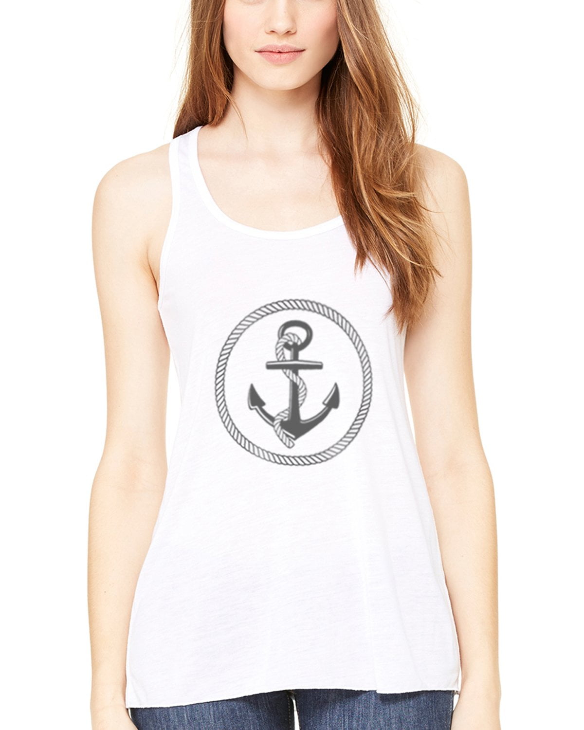 Women's Boat Anchor Printing Flowy Racerback Tank Top