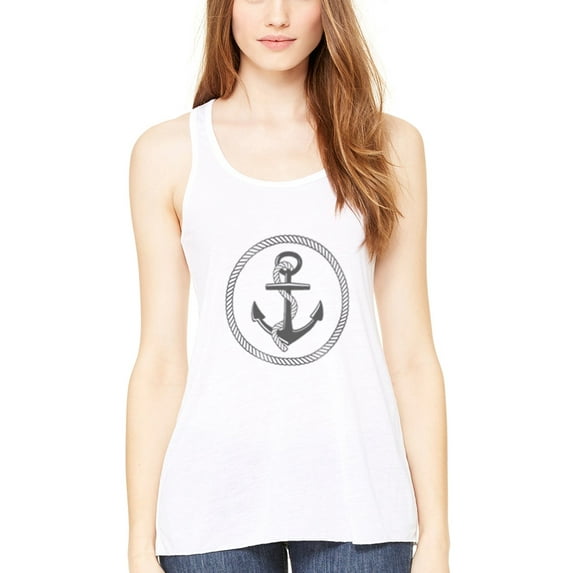 Women's Boat Anchor Printing Flowy Racerback Tank Top