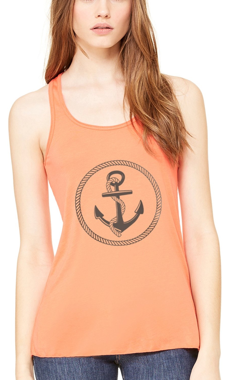 Women's Boat Anchor Printing Flowy Racerback Tank Top
