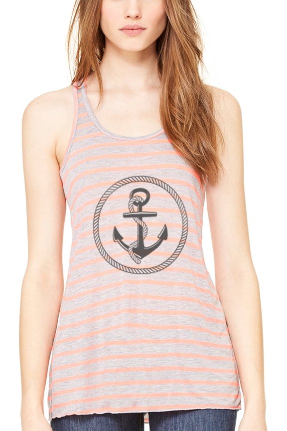 Women's Boat Anchor Printing Flowy Racerback Tank Top