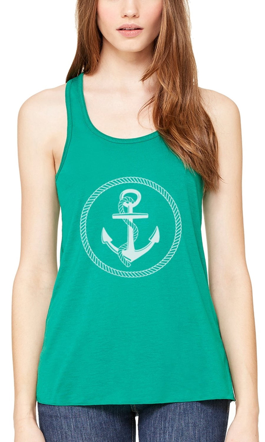 Women's Boat Anchor Printing Flowy Racerback Tank Top