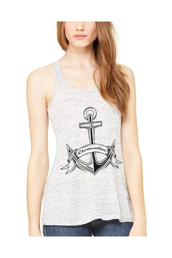 Women's Boat Anchor with Printed Flowy Racerback Tank Top