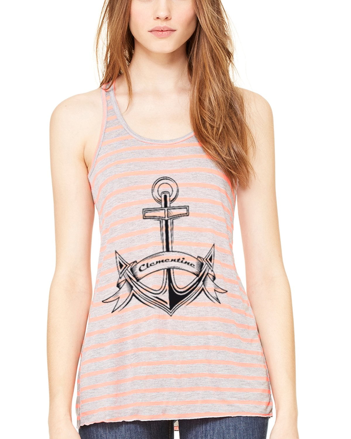 Women's Boat Anchor with Printed Flowy Racerback Tank Top