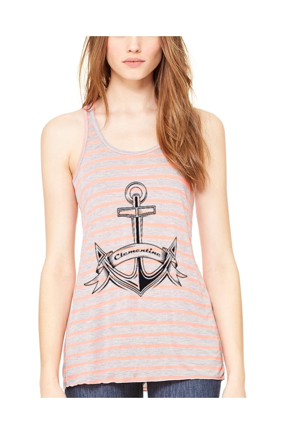 Women's Boat Anchor with Printed Flowy Racerback Tank Top