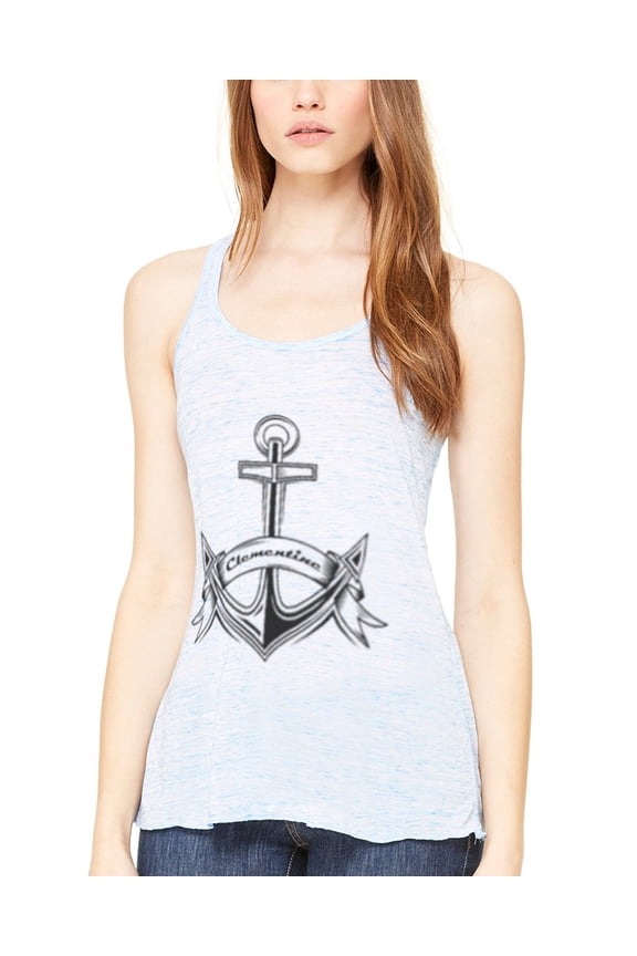 Women's Boat Anchor with Printed Flowy Racerback Tank Top