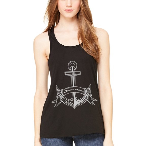 Women's Boat Anchor with Printed Flowy Racerback Tank Top