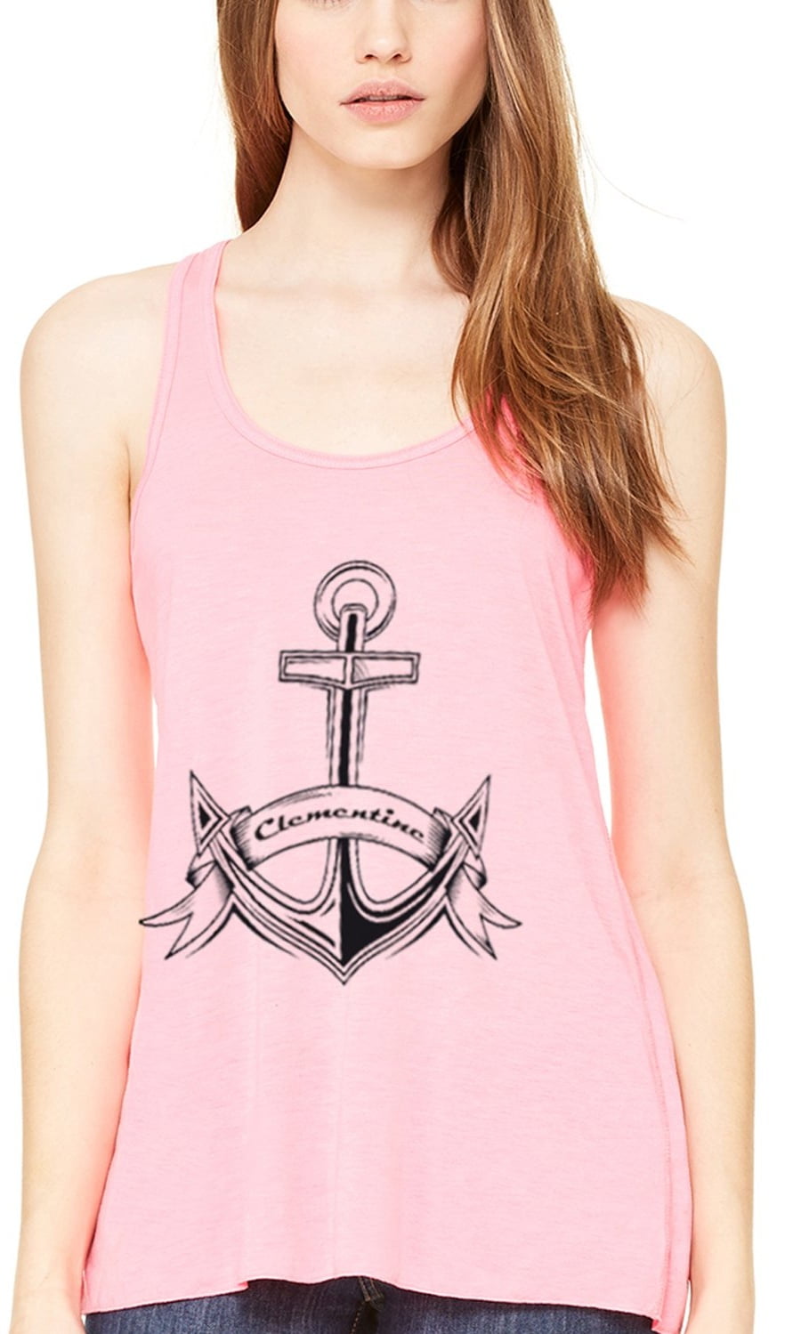 Women's Boat Anchor with Printed Flowy Racerback Tank Top