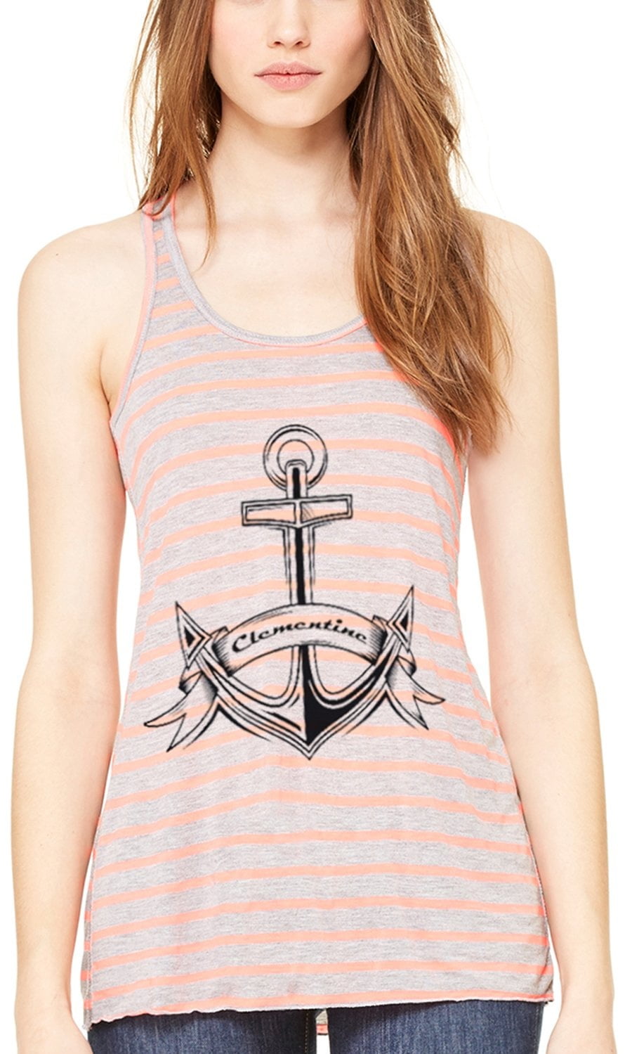Women's Boat Anchor with Printed Flowy Racerback Tank Top