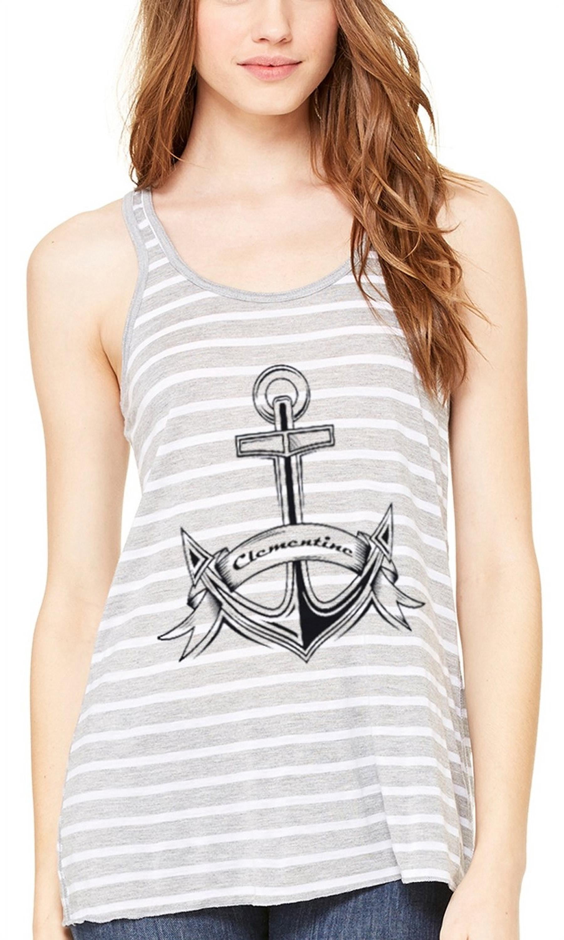 Women's Boat Anchor with Printed Flowy Racerback Tank Top