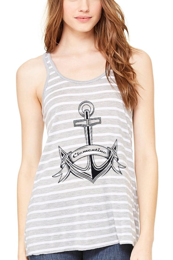 Women's Boat Anchor with Printed Flowy Racerback Tank Top