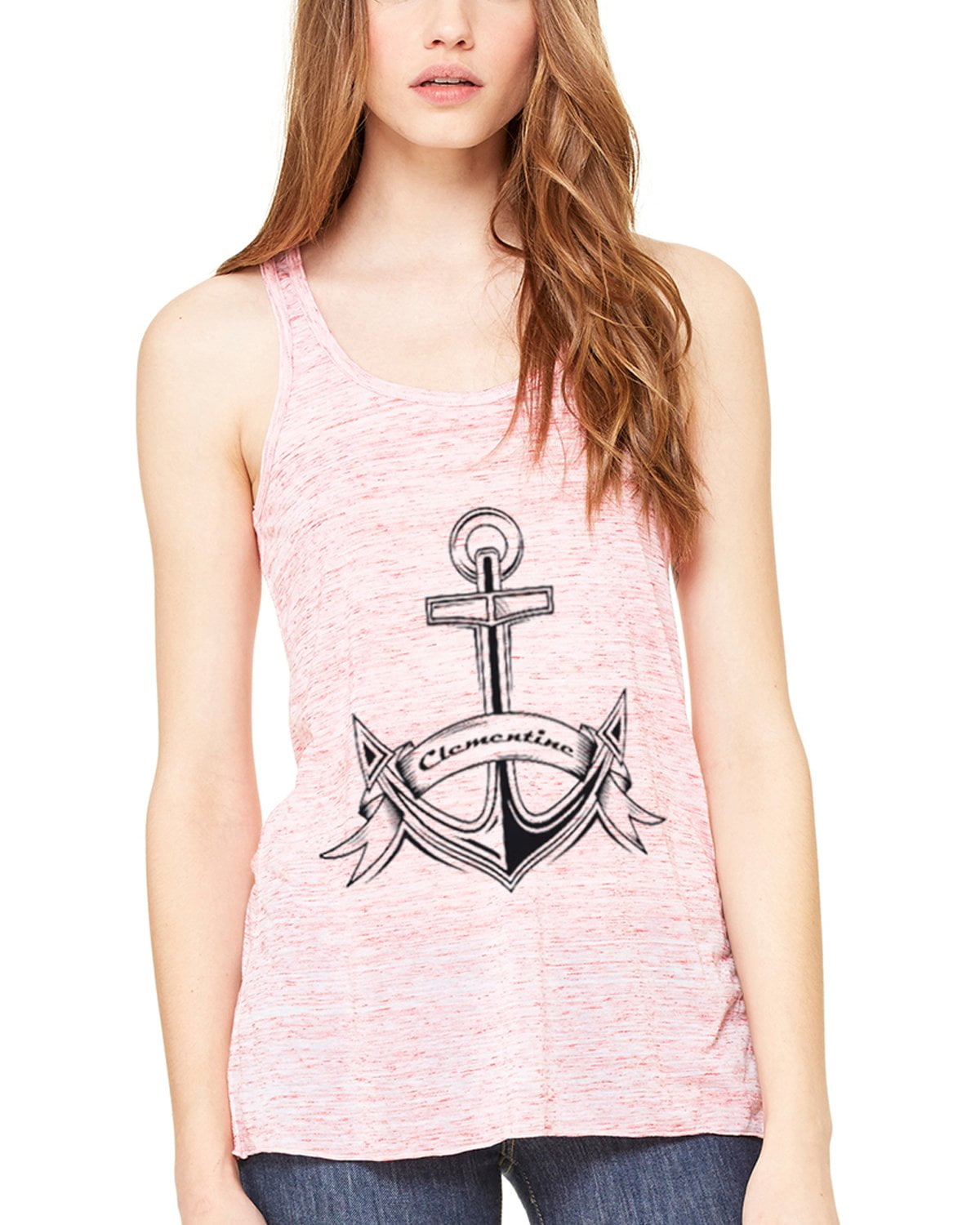 Women's Boat Anchor with Printed Flowy Racerback Tank Top
