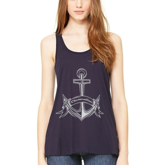 Women's Boat Anchor with Printed Flowy Racerback Tank Top