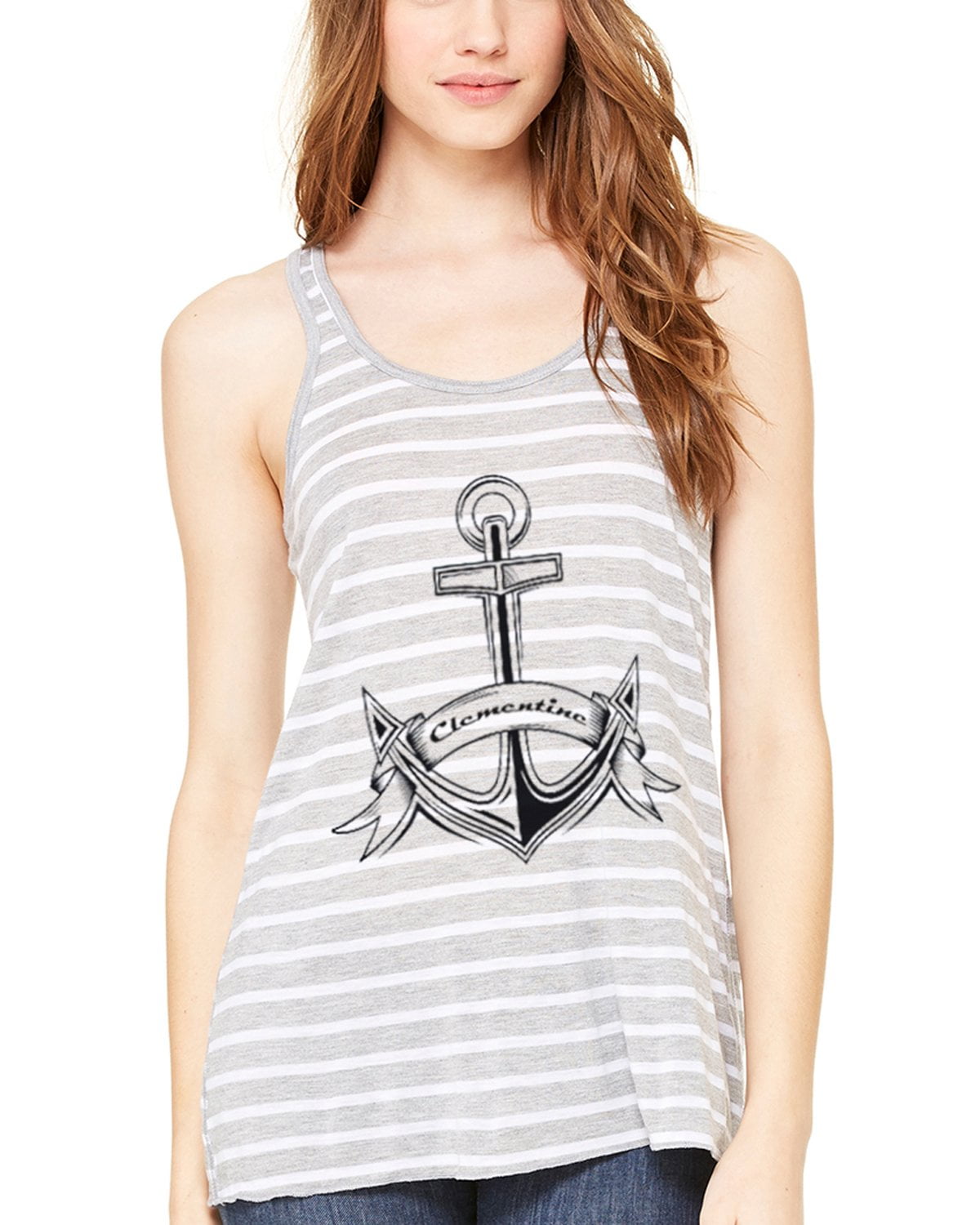 Women's Boat Anchor with Printed Flowy Racerback Tank Top
