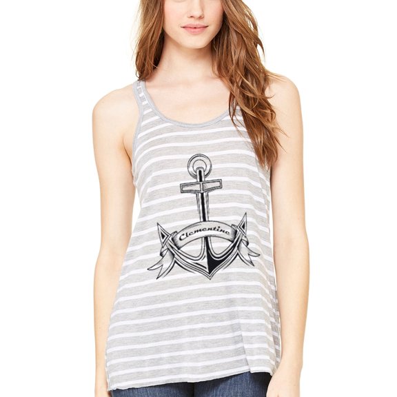 Women's Boat Anchor with Printed Flowy Racerback Tank Top