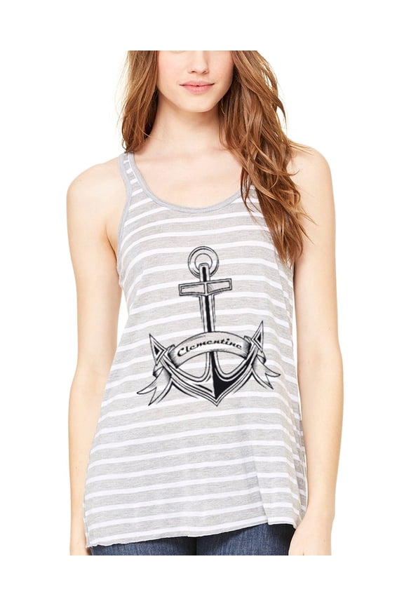 Women's Boat Anchor with Printed Flowy Racerback Tank Top