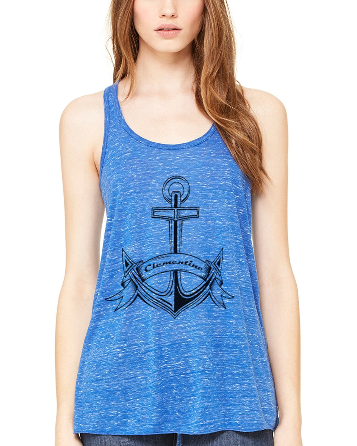 Women's Boat Anchor with Printed Flowy Racerback Tank Top