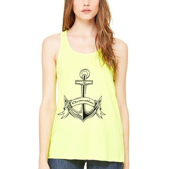 Women's Boat Anchor with Printed Flowy Racerback Tank Top