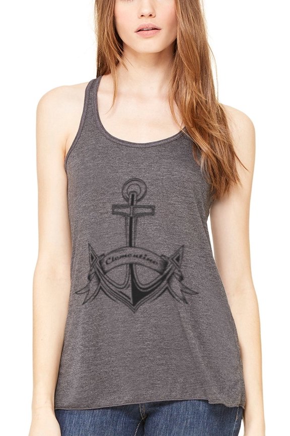 Women's Boat Anchor with Printed Flowy Racerback Tank Top