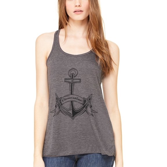 Women's Boat Anchor with Printed Flowy Racerback Tank Top