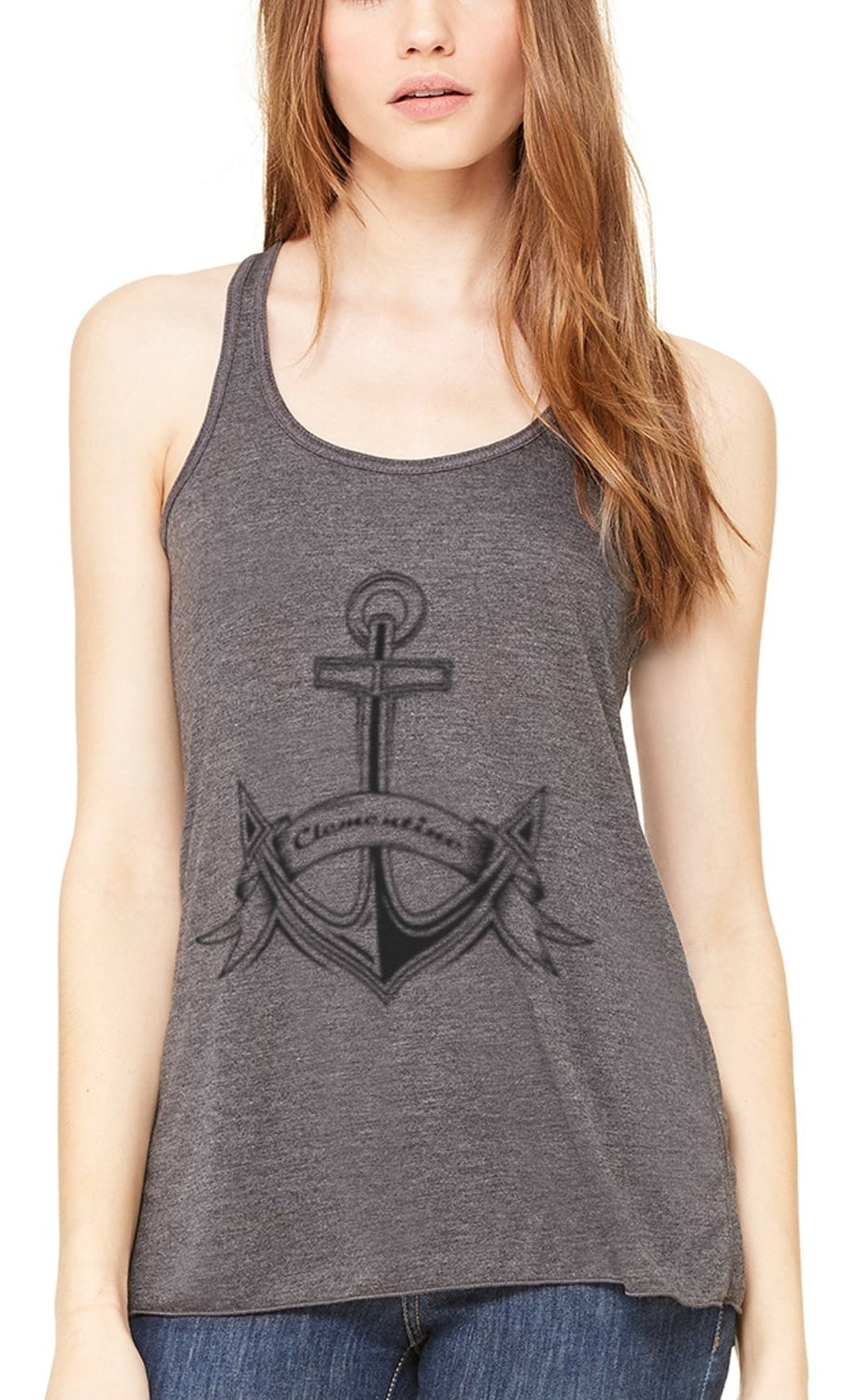 Women's Boat Anchor with Printed Flowy Racerback Tank Top