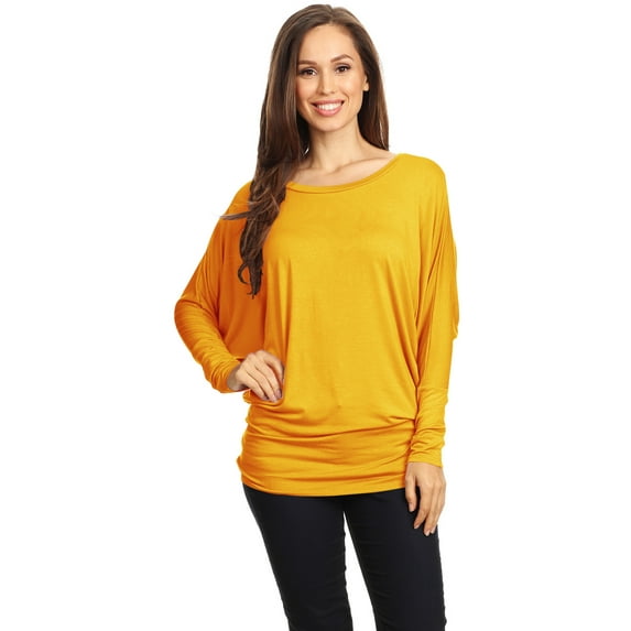 Women's Boat Neck 3/4 Dolman Sleeve Basic Top Regular & Plus Size Made in USA