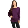 thumbnail image 1 of Women's Boat Neck 3/4 Dolman Sleeve Basic Top Regular & Plus Size Made in USA, 1 of 3