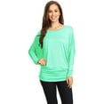 thumbnail image 1 of Women's Boat Neck 3/4 Dolman Sleeve Basic Top Regular & Plus Size Made in USA, 1 of 3